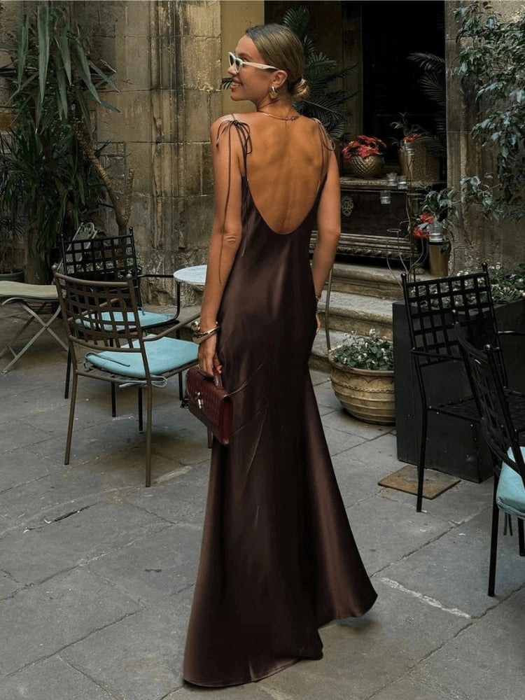 Lanii Satin Maxi Slip Dress