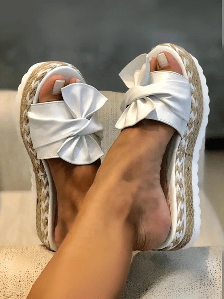 CozyBow™ Platform Slide Sandals