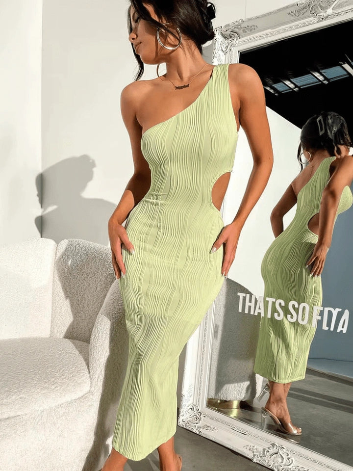 Kristy One-Shoulder Cut-Out Midi Dress