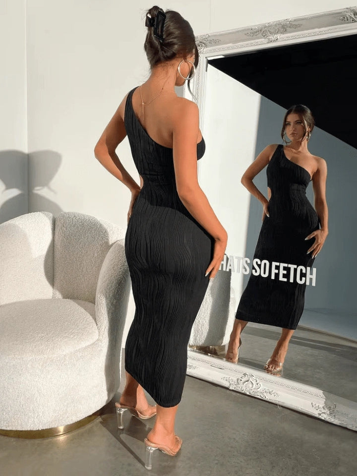 Kristy One-Shoulder Cut-Out Midi Dress