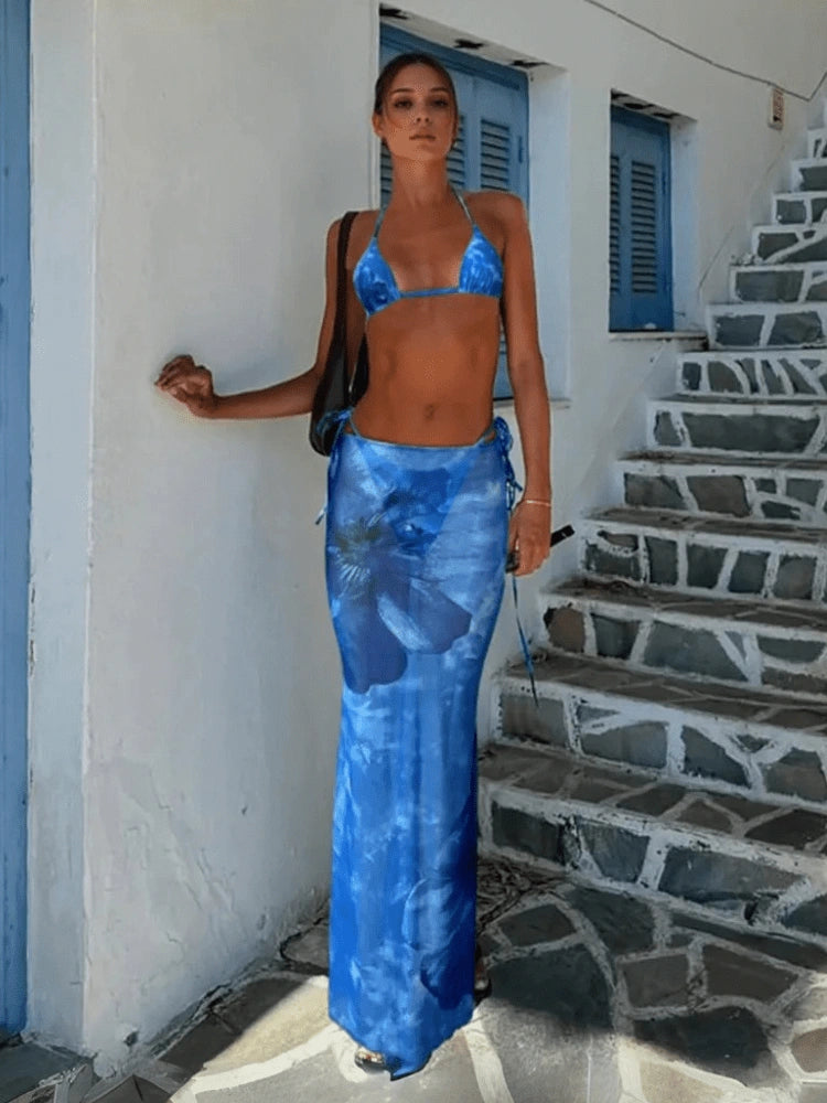 Eleni 3-Piece Bikini & Maxi Skirt Set