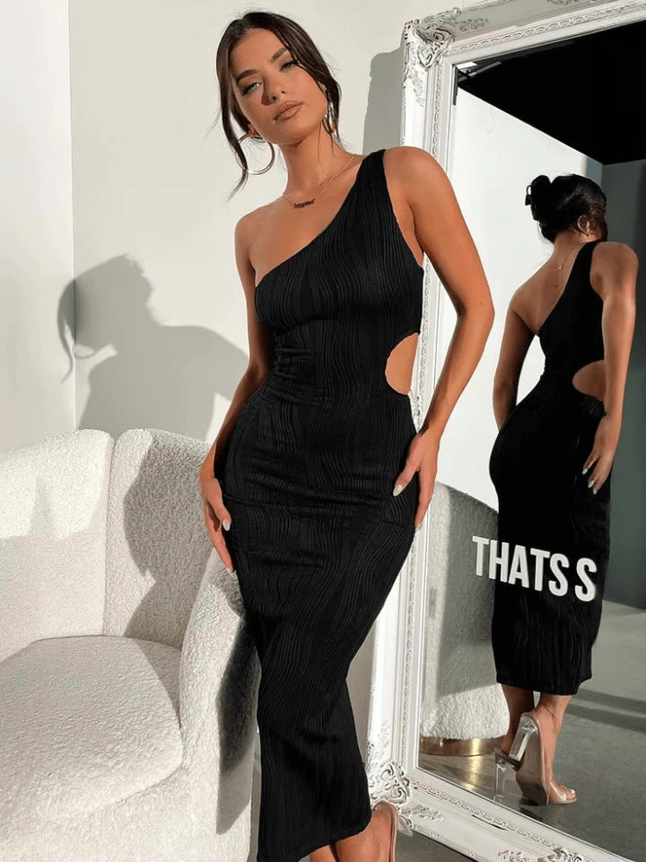 Kristy One-Shoulder Cut-Out Midi Dress