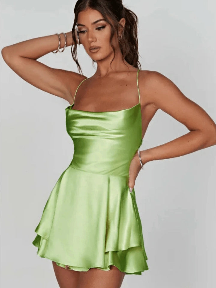 Bonni Satin Mini Dress with Spaghetti Straps