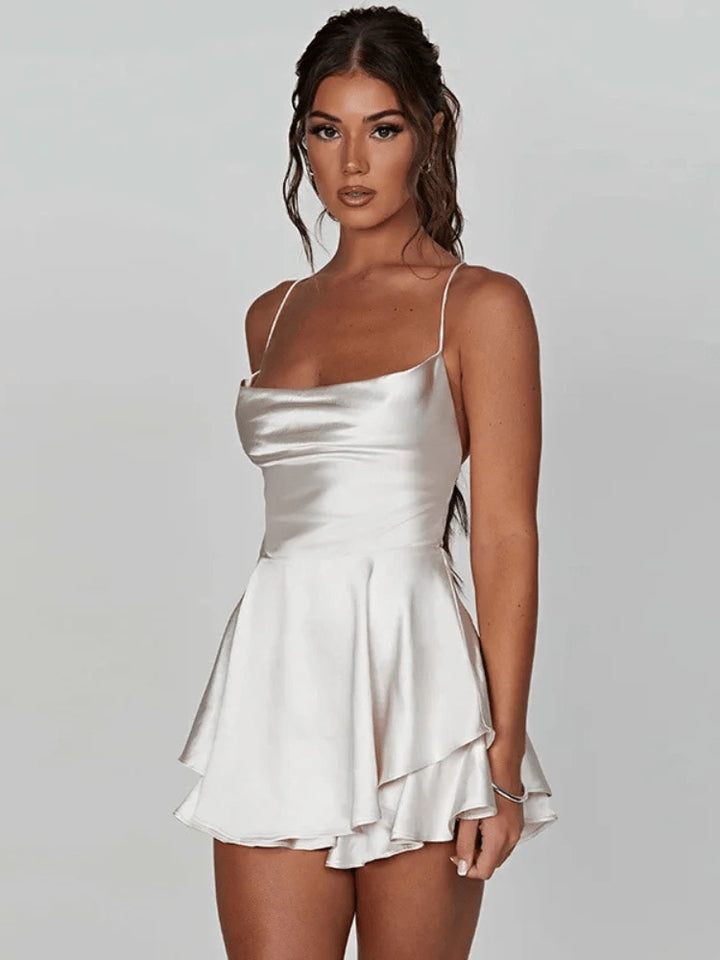 Bonni Satin Mini Dress with Spaghetti Straps