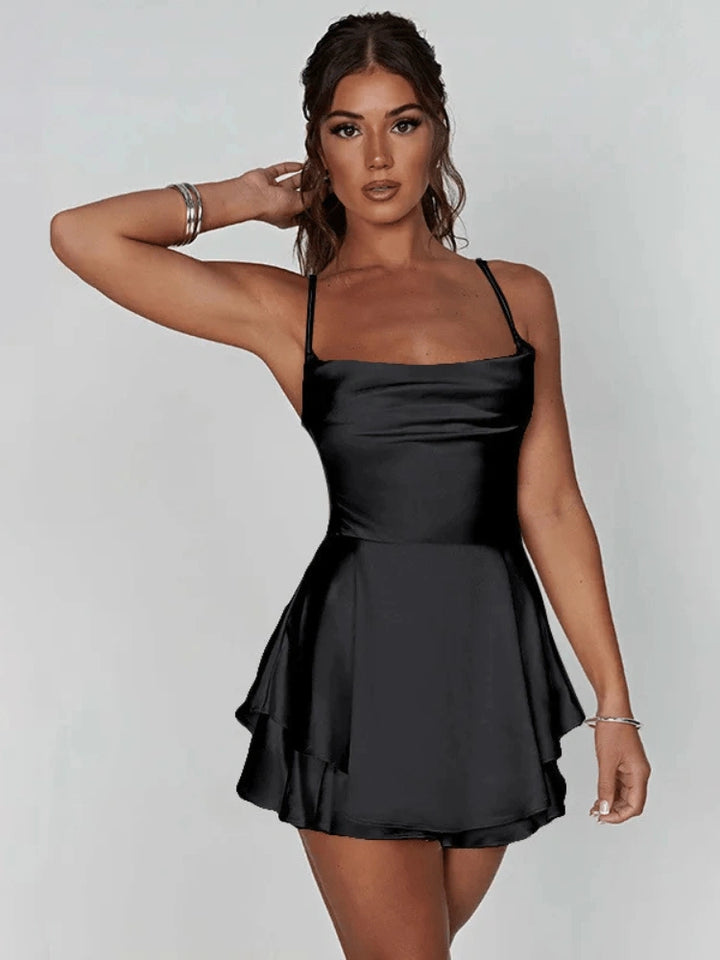 Bonni Satin Mini Dress with Spaghetti Straps