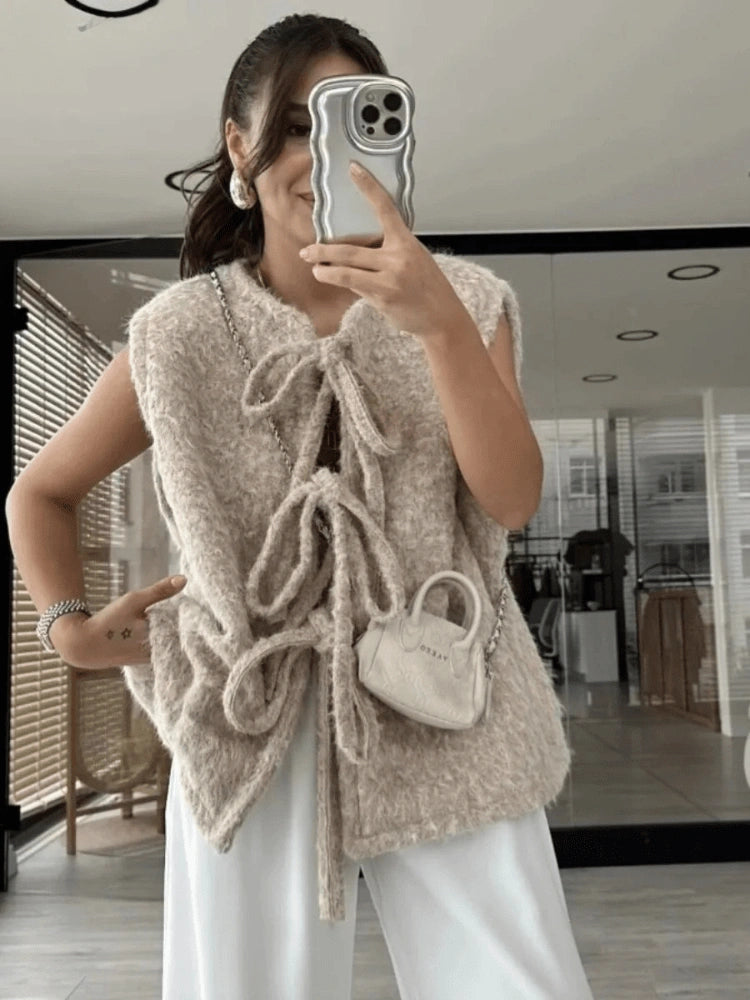 Celine Wool Tie-Front Vest