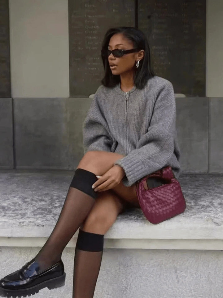 Zadie Oversized Zip-Up Knit Sweater