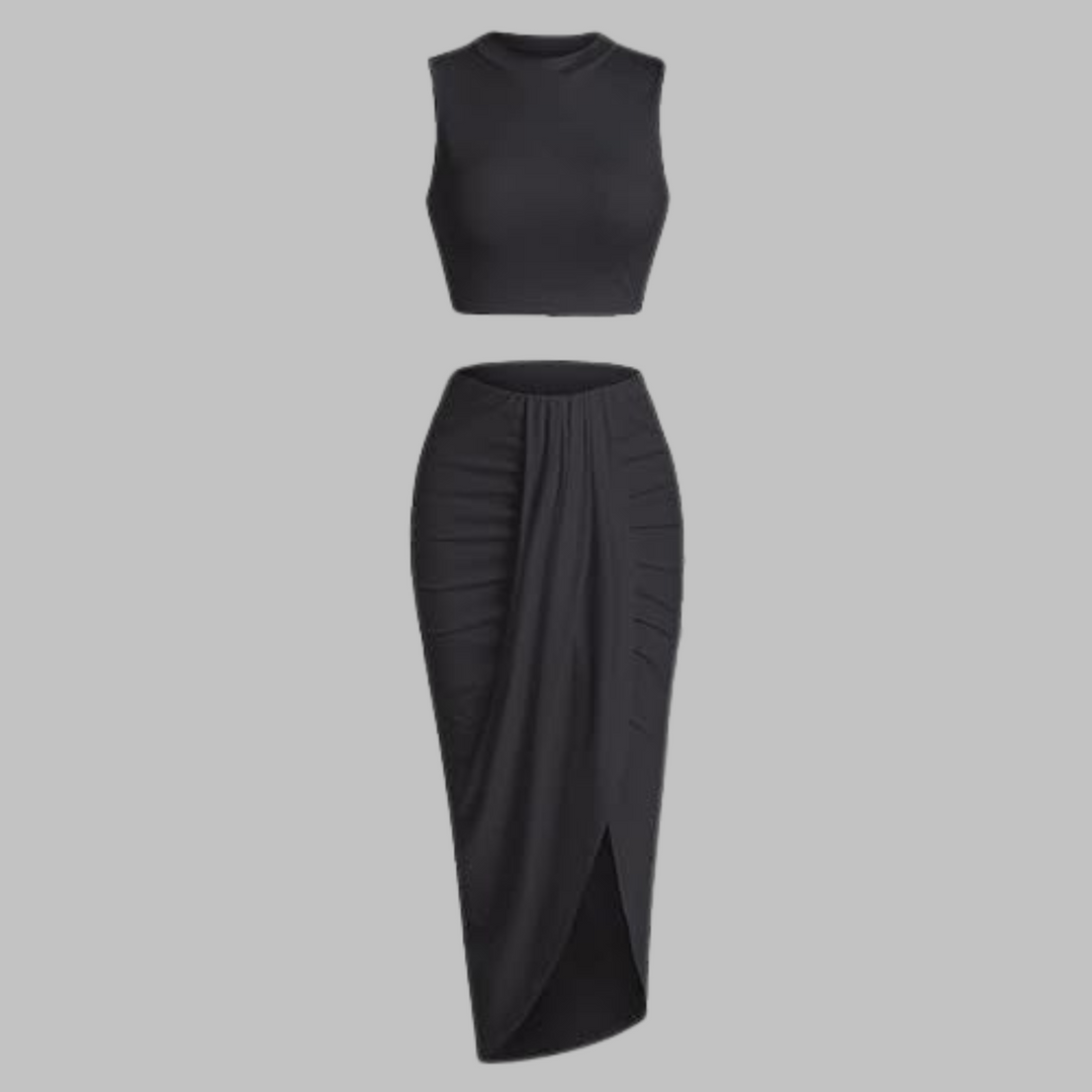 MANUELA™ - Stylish Pleated Maxi Skirt with Side Slit