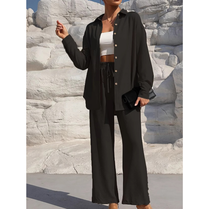 VANORA™ – Matching Set: Cozy Long Sleeve Blouse and Trousers