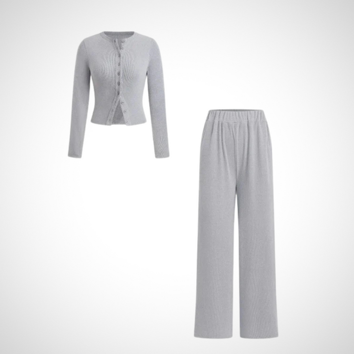 COLY™ - Comfy Button-Up Long Sleeve Top & Pants Set