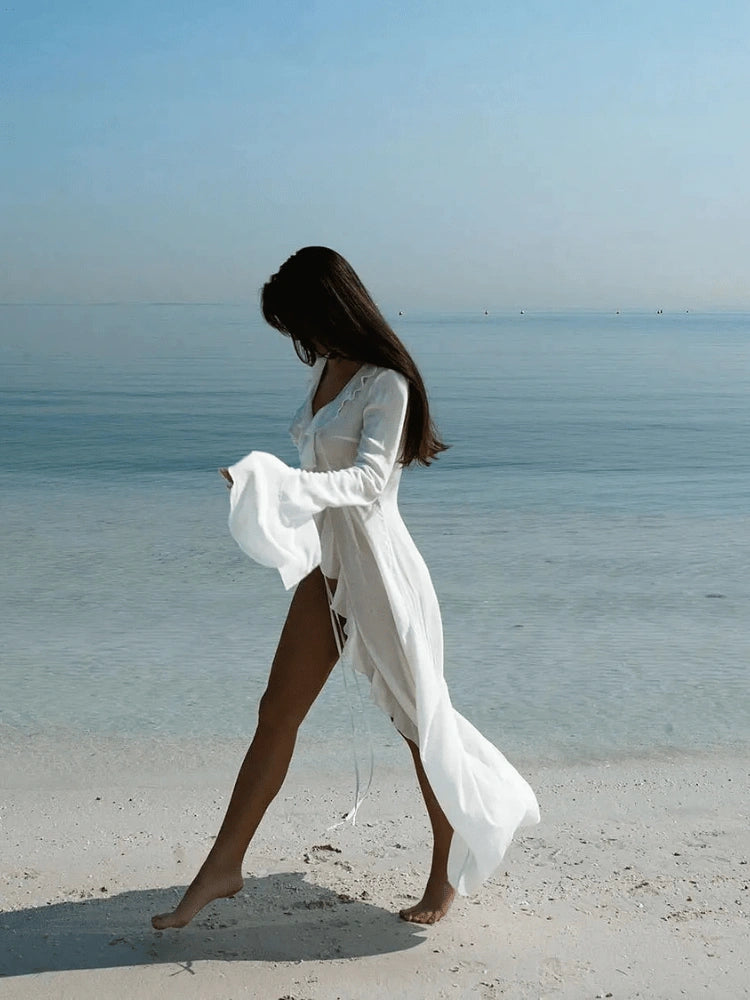 Celeste Sheer Ruffle Beach Cover-Up