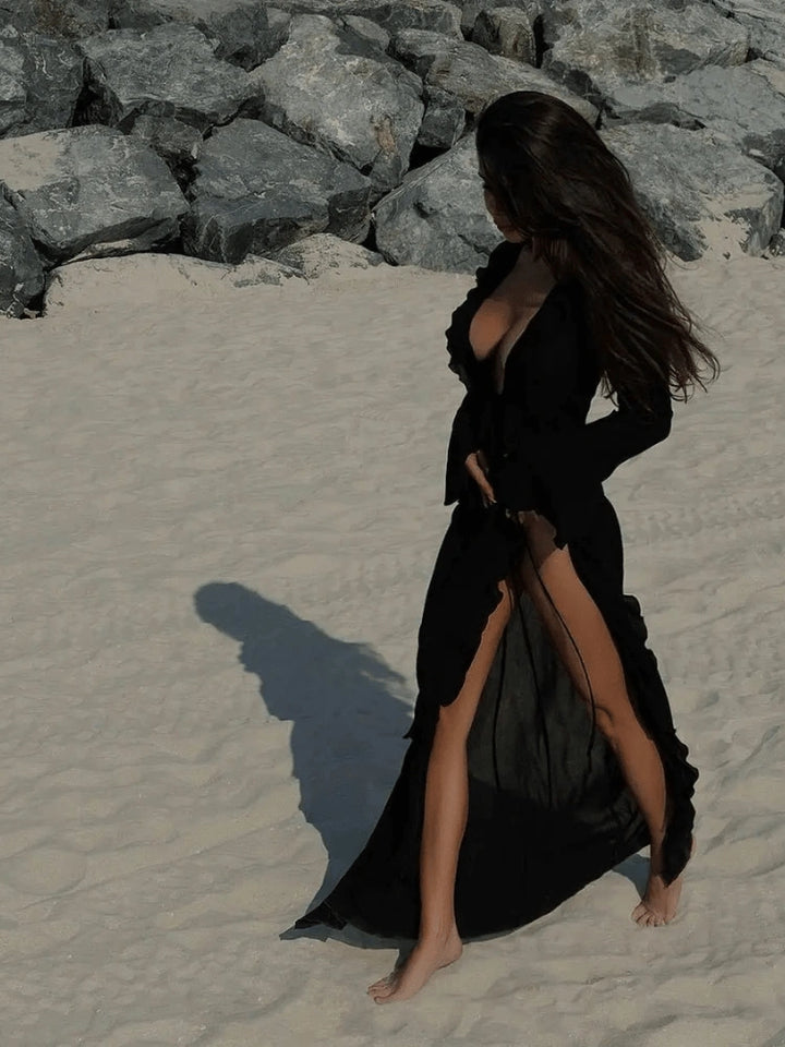 Celeste Sheer Ruffle Beach Cover-Up