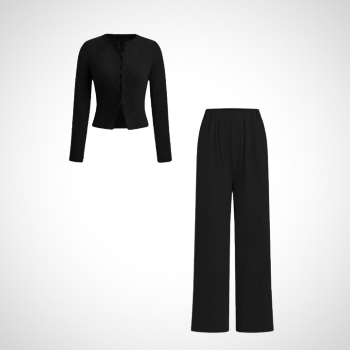 COLY™ - Comfy Button-Up Long Sleeve Top & Pants Set