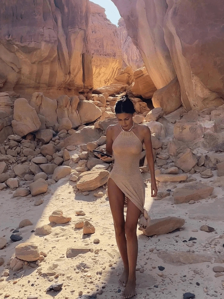 Cleo See Through Halter Maxi Dress