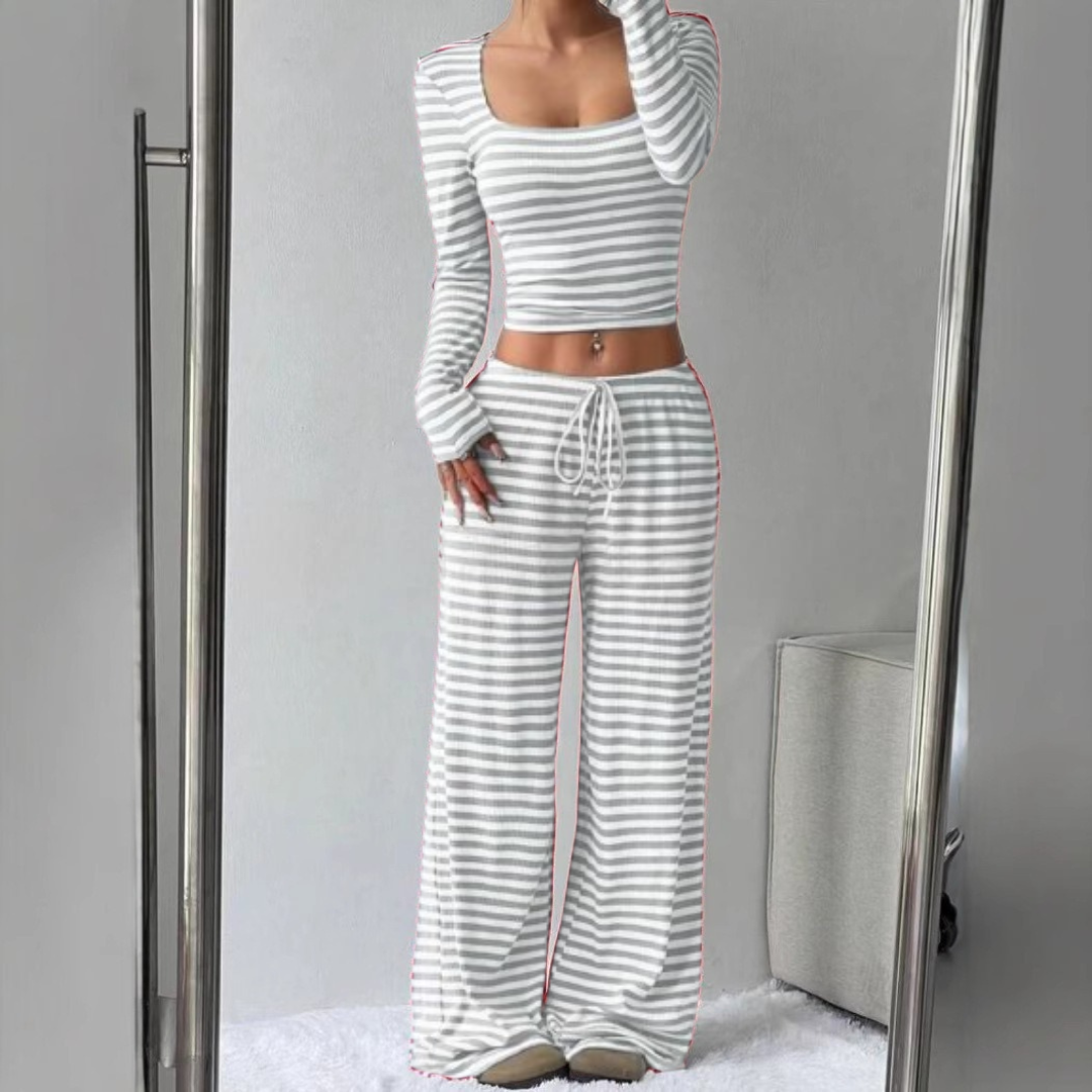 JANA™ - Comfy Lounge Set: Relaxed Fit Crop Top and Pants