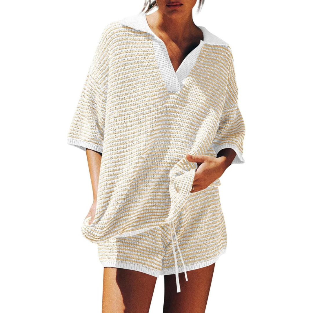 CONNY™ – Striped Knit Summer Casual Two-Piece Outfit