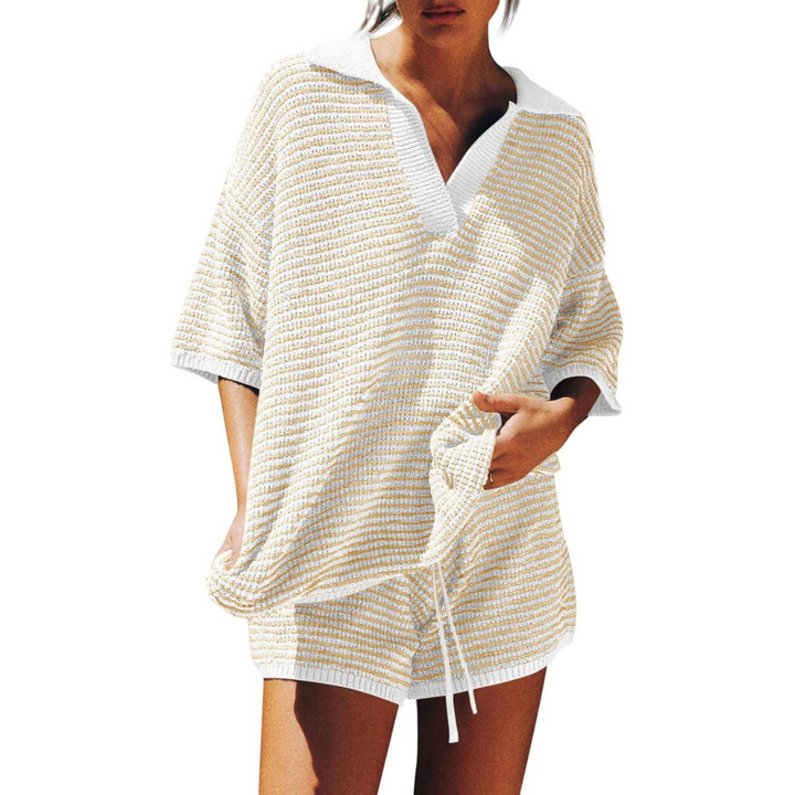 CONNY™ – Striped Knit Summer Casual Two-Piece Outfit