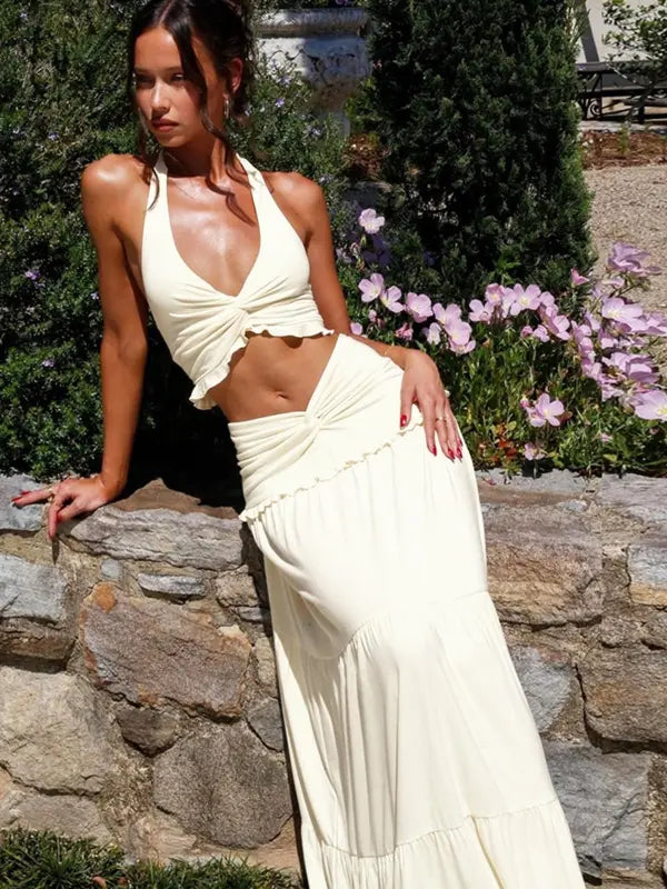 ARIYA™ - Chic Plunge Neck Summer Two-Piece Ensemble