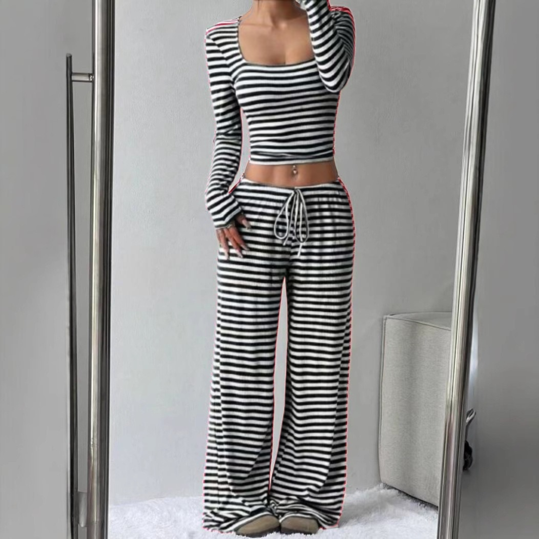 LORNA™ – Cozy Crop Top and Pant Lounge Set with Relaxed Fit