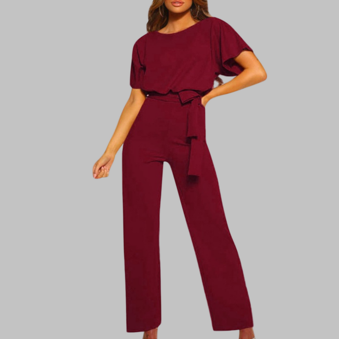 SITA™ - Comfortable Tie-Front Batwing Sleeve Jumpsuit with Relaxed Fit