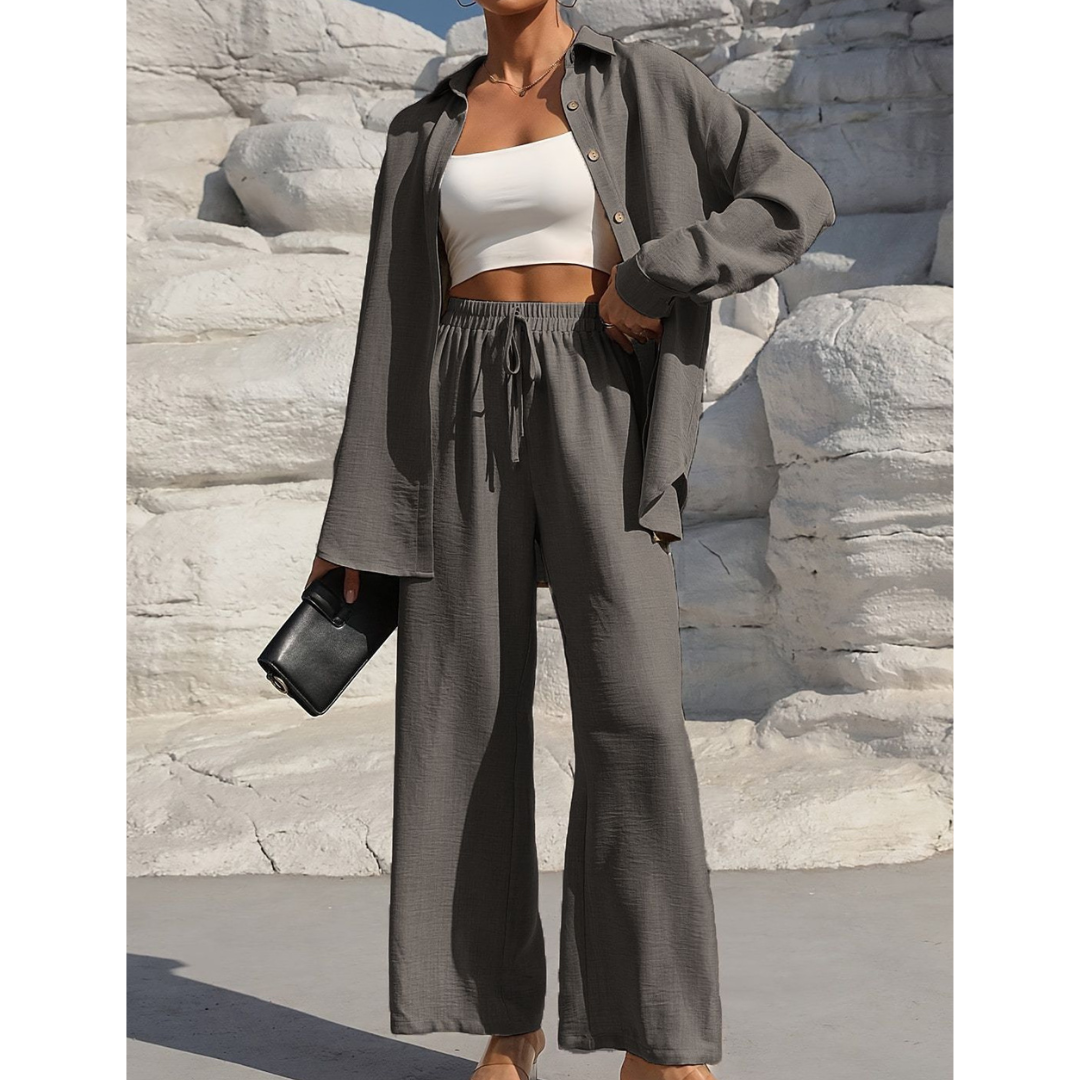 VANORA™ – Matching Set: Cozy Long Sleeve Blouse and Trousers
