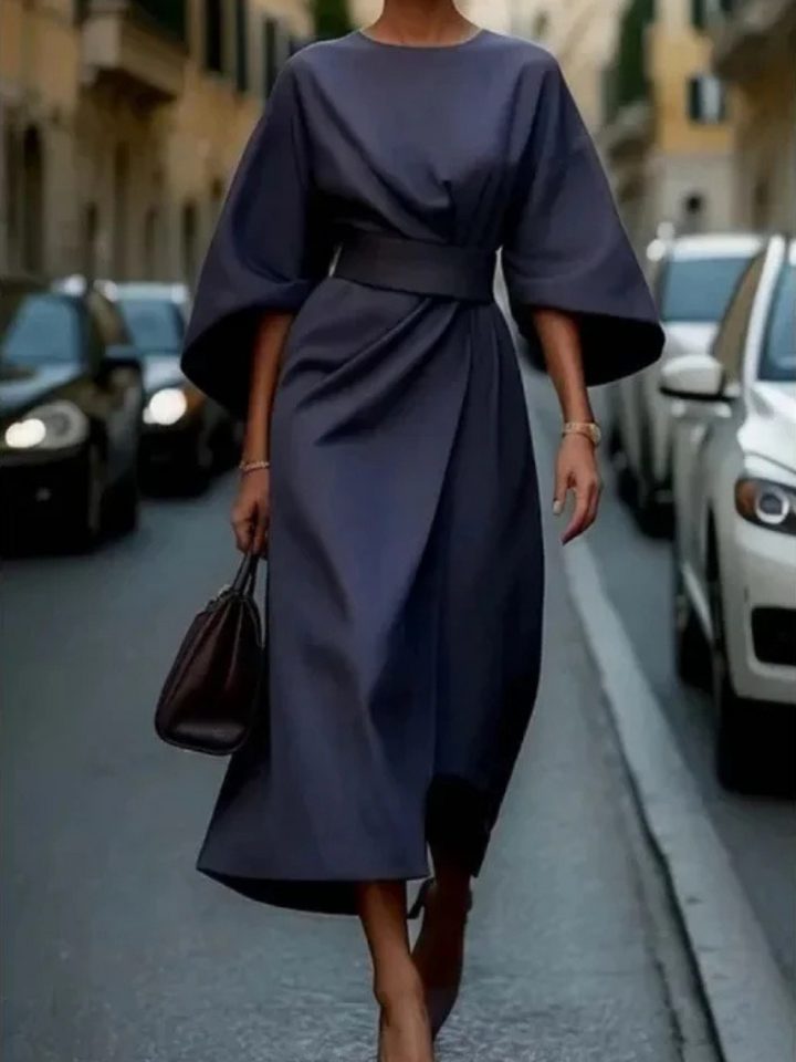 Skyla Elegant Midi Dress with Statement Sleeves