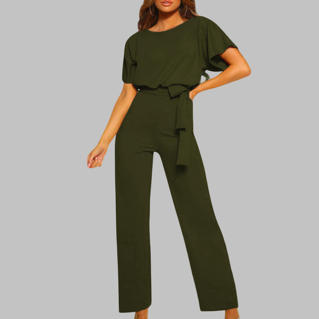 SITA™ - Comfortable Tie-Front Batwing Sleeve Jumpsuit with Relaxed Fit