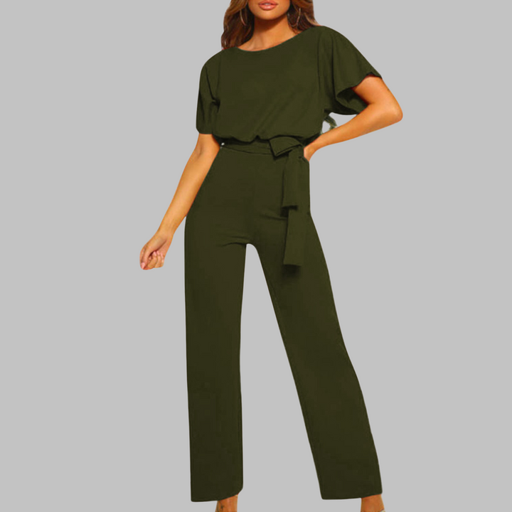 SITA™ - Comfortable Tie-Front Batwing Sleeve Jumpsuit with Relaxed Fit