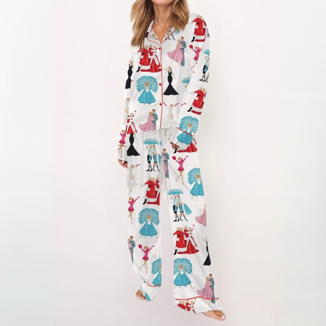 SYLIA™ - Comfy Printed Button-Up Shirt & Pajama Set
