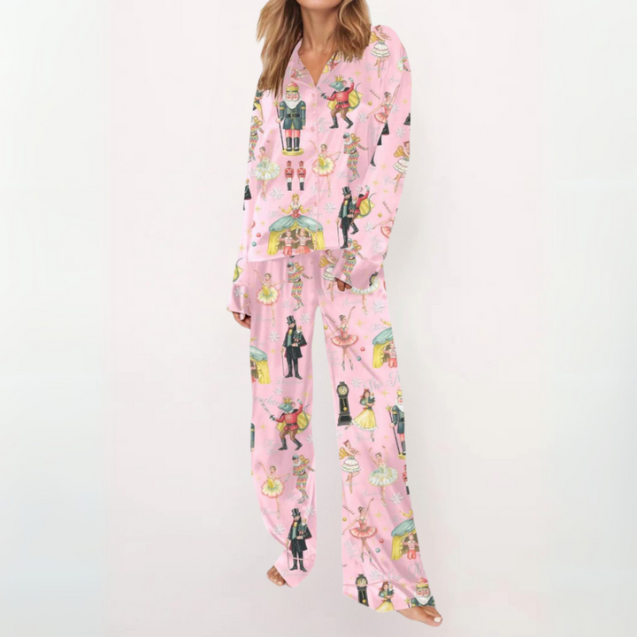 SYLIA™ - Comfy Printed Button-Up Shirt & Pajama Set
