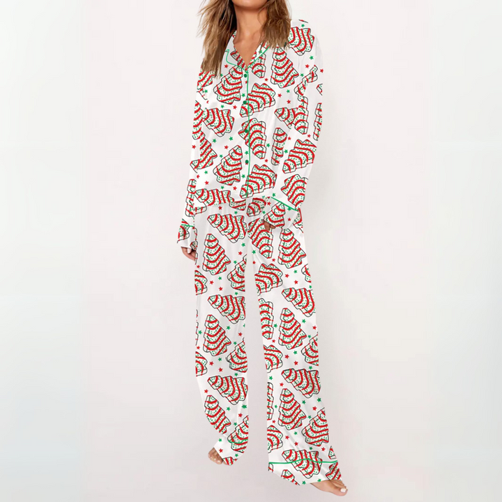 SYLIA™ - Comfy Printed Button-Up Shirt & Pajama Set