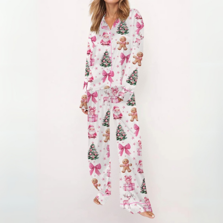 SYLIA™ - Comfy Printed Button-Up Shirt & Pajama Set