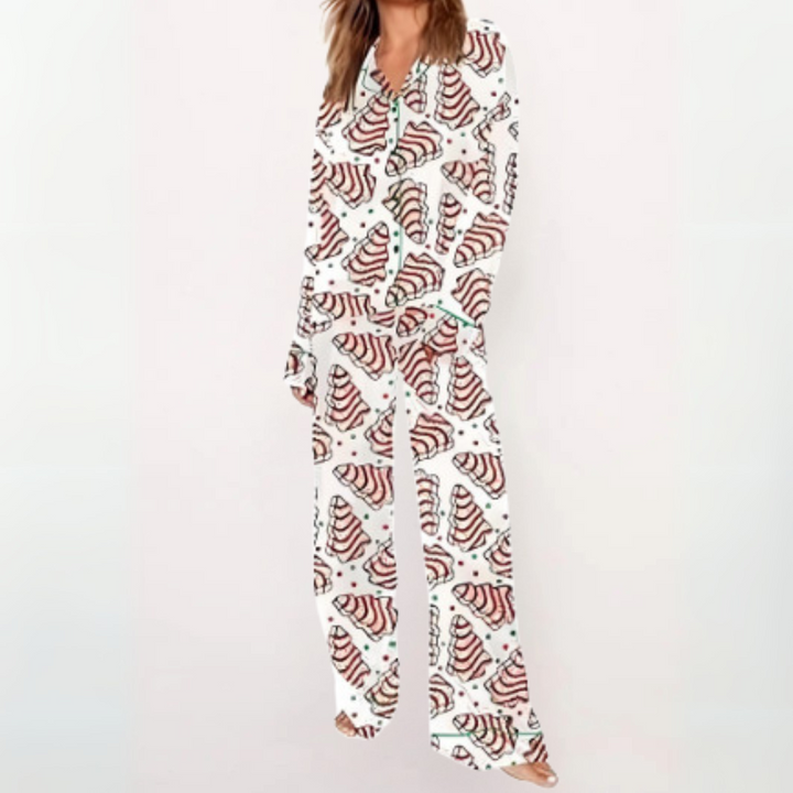 SYLIA™ - Comfy Printed Button-Up Shirt & Pajama Set