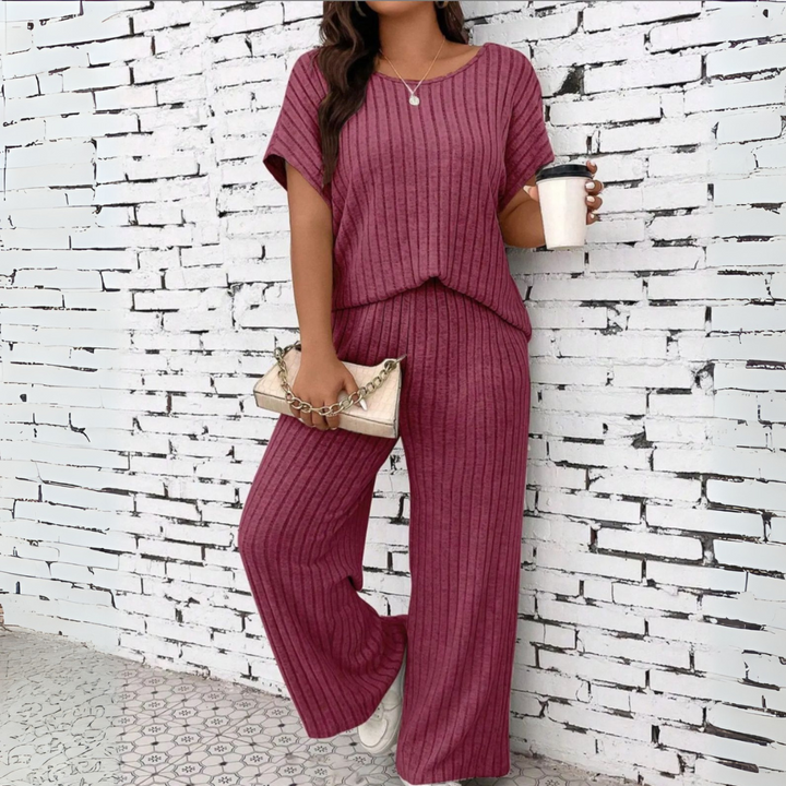 WAUNA™ Plus Size Casual Short Sleeve Top and Pants Set