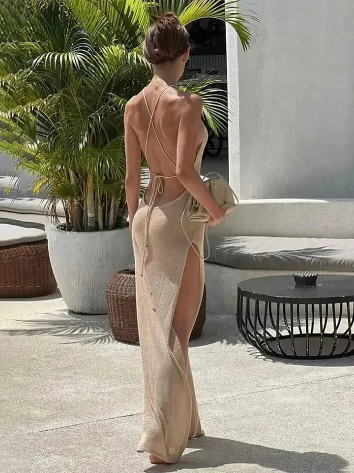Abby Backless Sheer Beach Maxi Dress