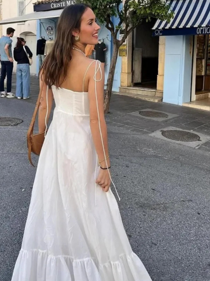Miranda White Maxi Dress with Spaghetti Straps