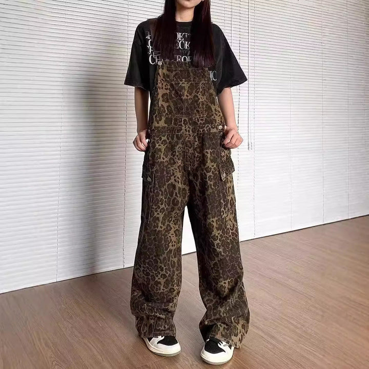 LUNTIAN™ Retro Leopard Print Wide-Leg Jumpsuit