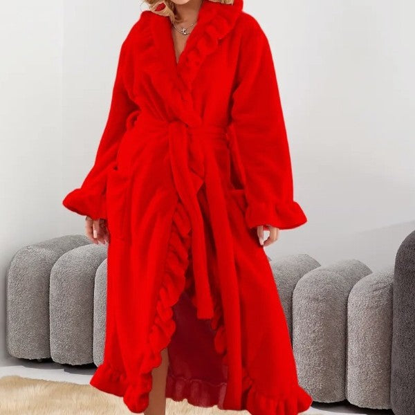 SASUKE™ - Chic Long Sleeve Robe with Ruffled Hem
