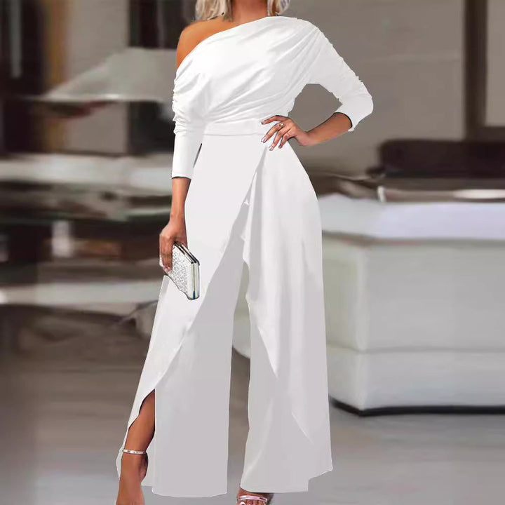 RANA™ - Stylish Ruched Wrap Jumpsuit with Side Split