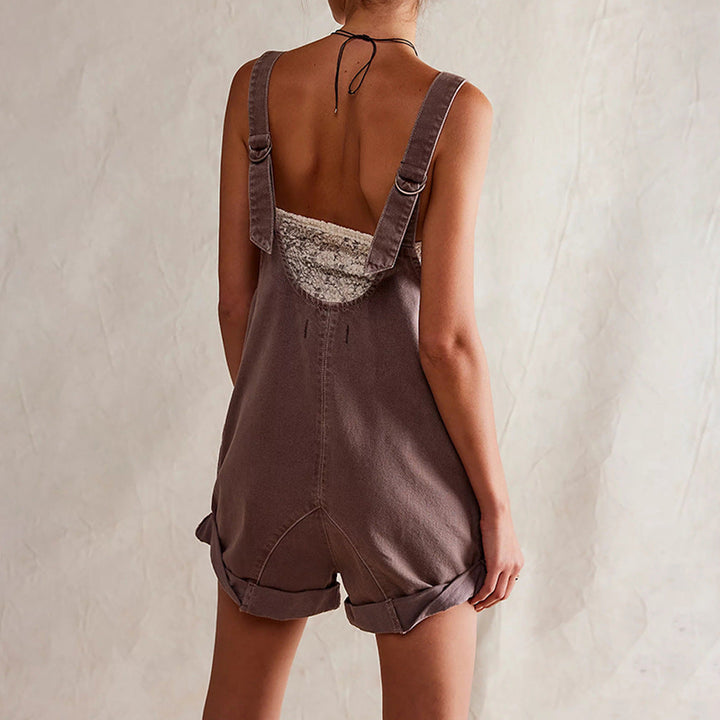 IVYLI™ - Chic Sleeveless Denim Jumpsuit with a Relaxed Fit