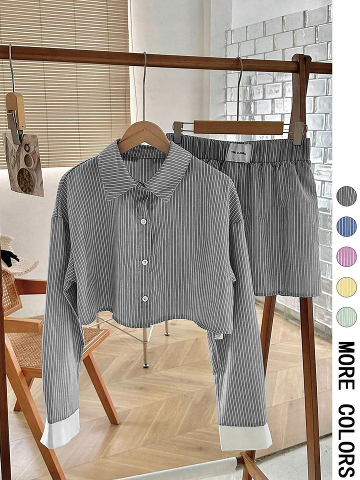 EMERSYN™ - Cozy Collared Long Sleeve Coordinated Set