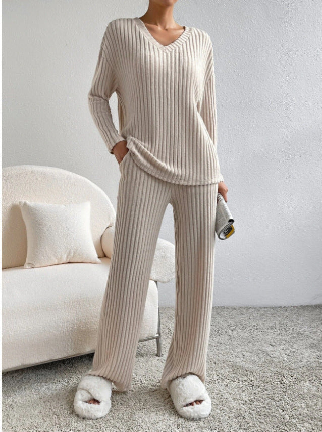 ELMER™ - Cozy V-Neck Long Sleeve Top and Pants Set