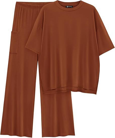 FILTA™ - Comfortable Relaxed Fit Top with Stretchy Waist Pants Set