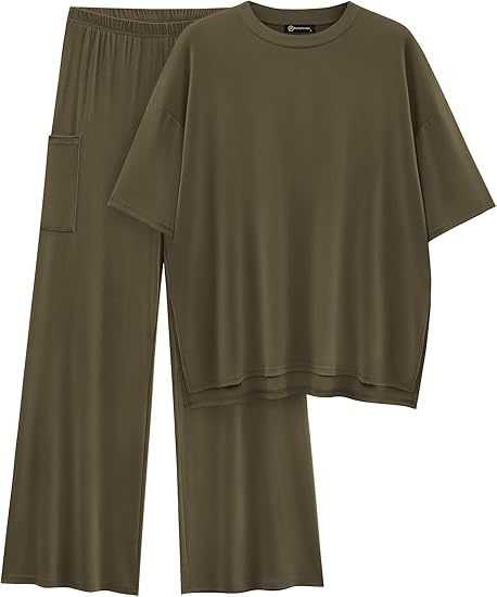 FILTA™ - Comfortable Relaxed Fit Top with Stretchy Waist Pants Set