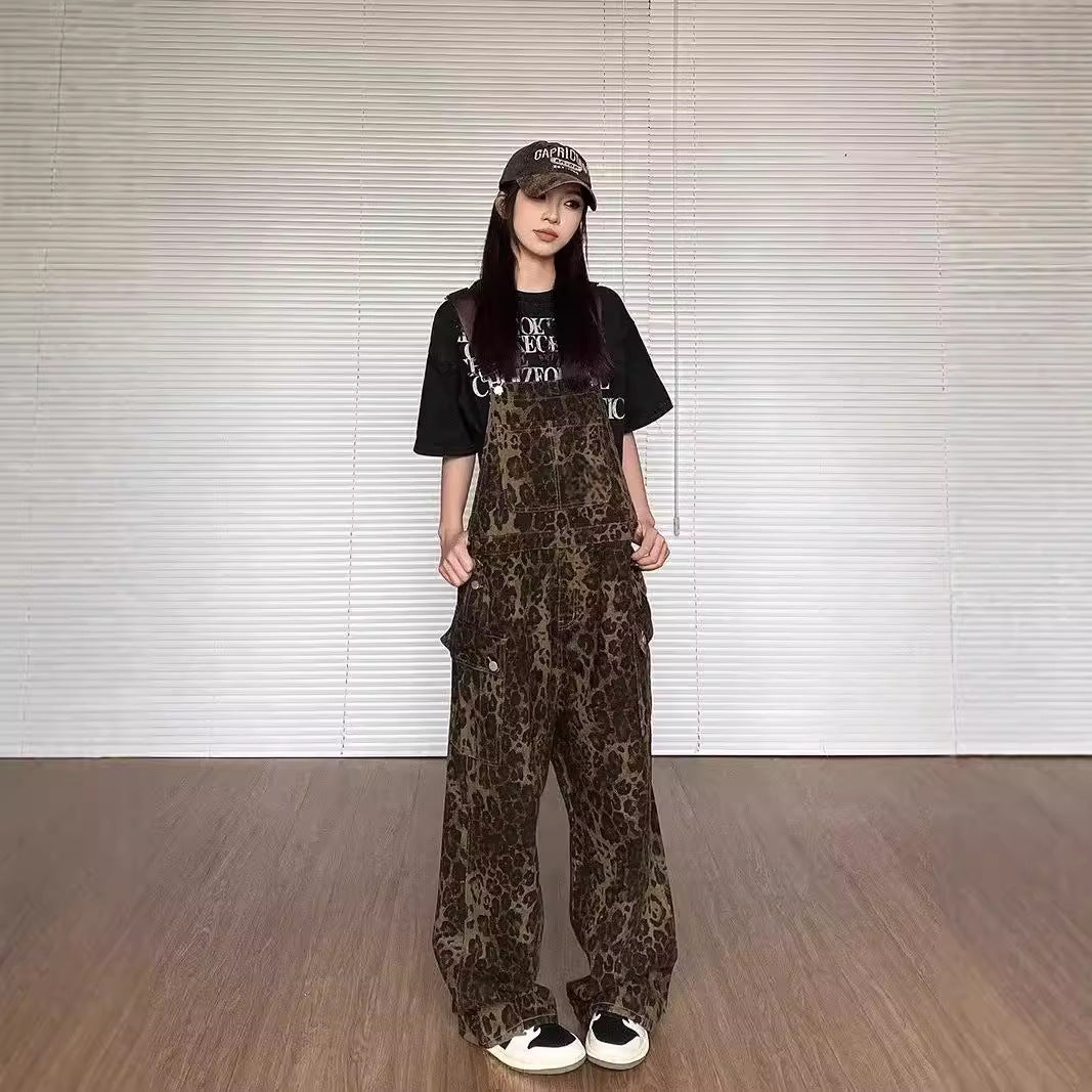 LUNTIAN™ Retro Leopard Print Wide-Leg Jumpsuit
