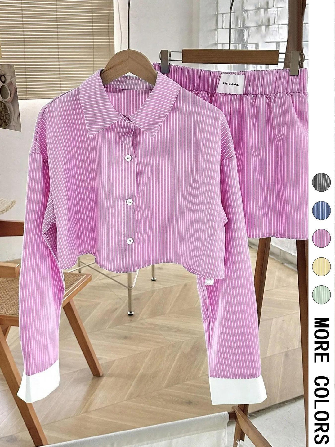 EMERSYN™ - Cozy Collared Long Sleeve Coordinated Set