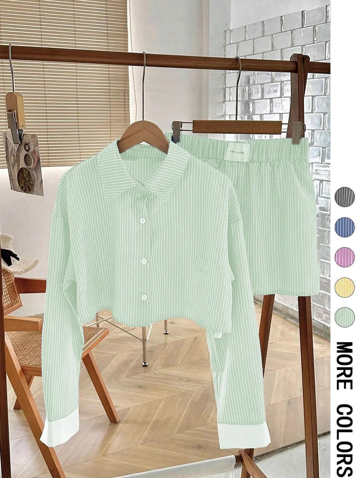 EMERSYN™ - Cozy Collared Long Sleeve Coordinated Set