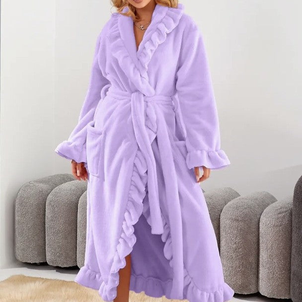 SASUKE™ - Chic Long Sleeve Robe with Ruffled Hem