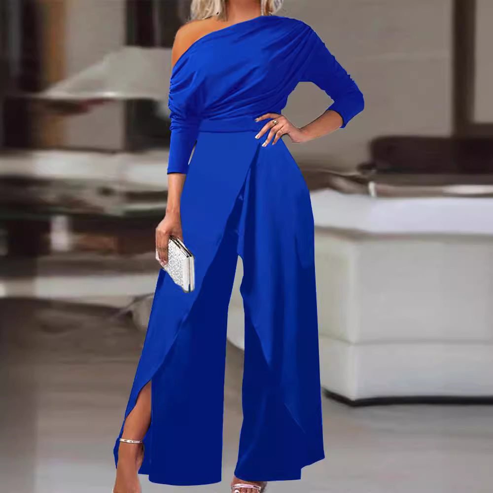 RANA™ - Stylish Ruched Wrap Jumpsuit with Side Split