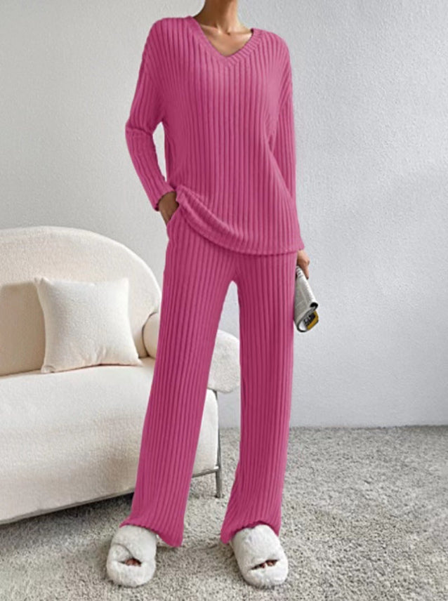 ELMER™ - Cozy V-Neck Long Sleeve Top and Pants Set